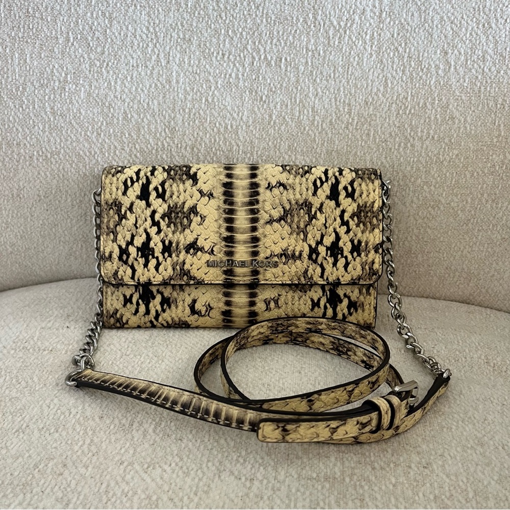 Michael Kors snakeskin crossbody wallet purse